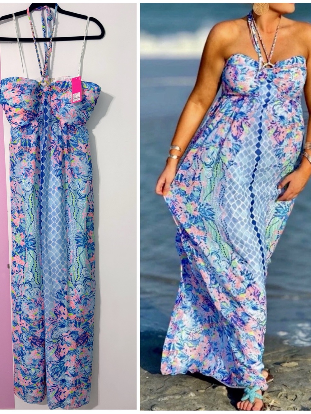 Lilly Pulitzer NWT size 8 Viv Maxi Dress Hidden Treasure Engineer Msrp $398 HTF
